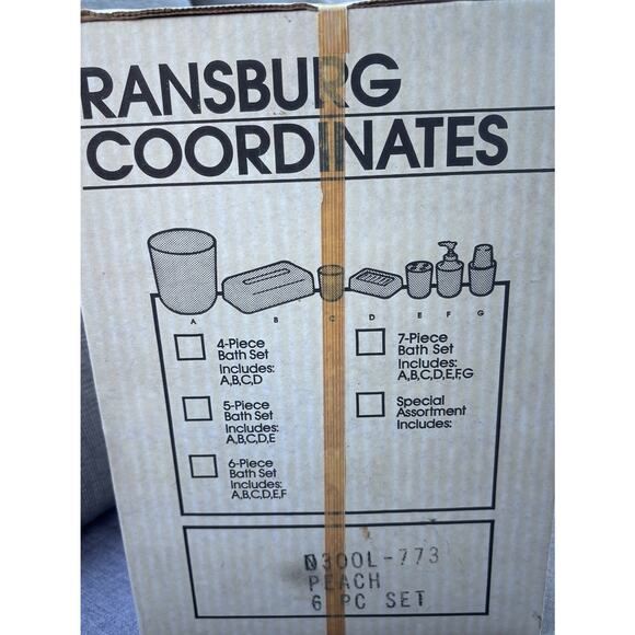 Vintage Ransburg 7pc Bathroom Set Waste Can Tissue Box Soap Holder Cups Mod - Picture 4 of 5